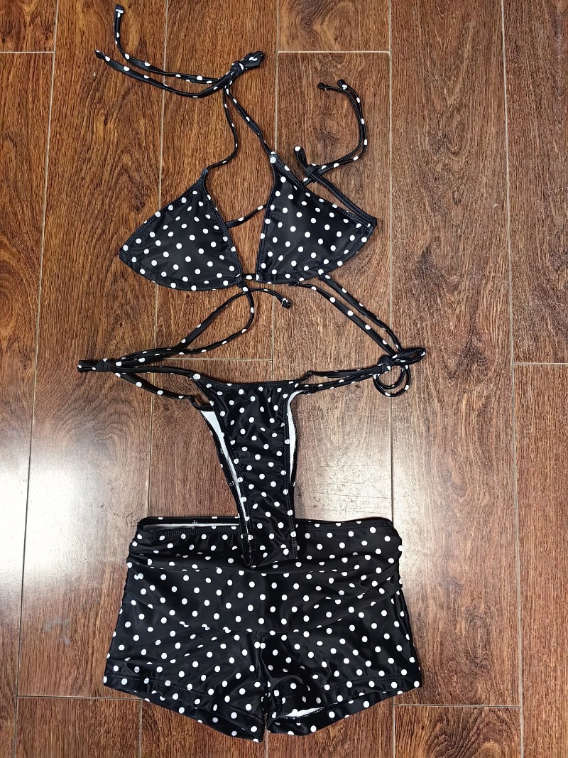 Polka Dots Print Bikini 3 Piec – Thong Bikini Women Bewertung und Preis