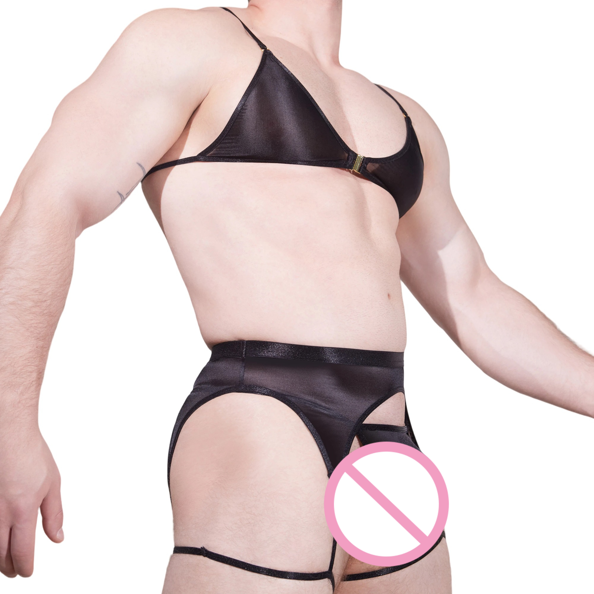 Men Novelty See-through Lace L – Garter Belt Set Bewertung und Preis