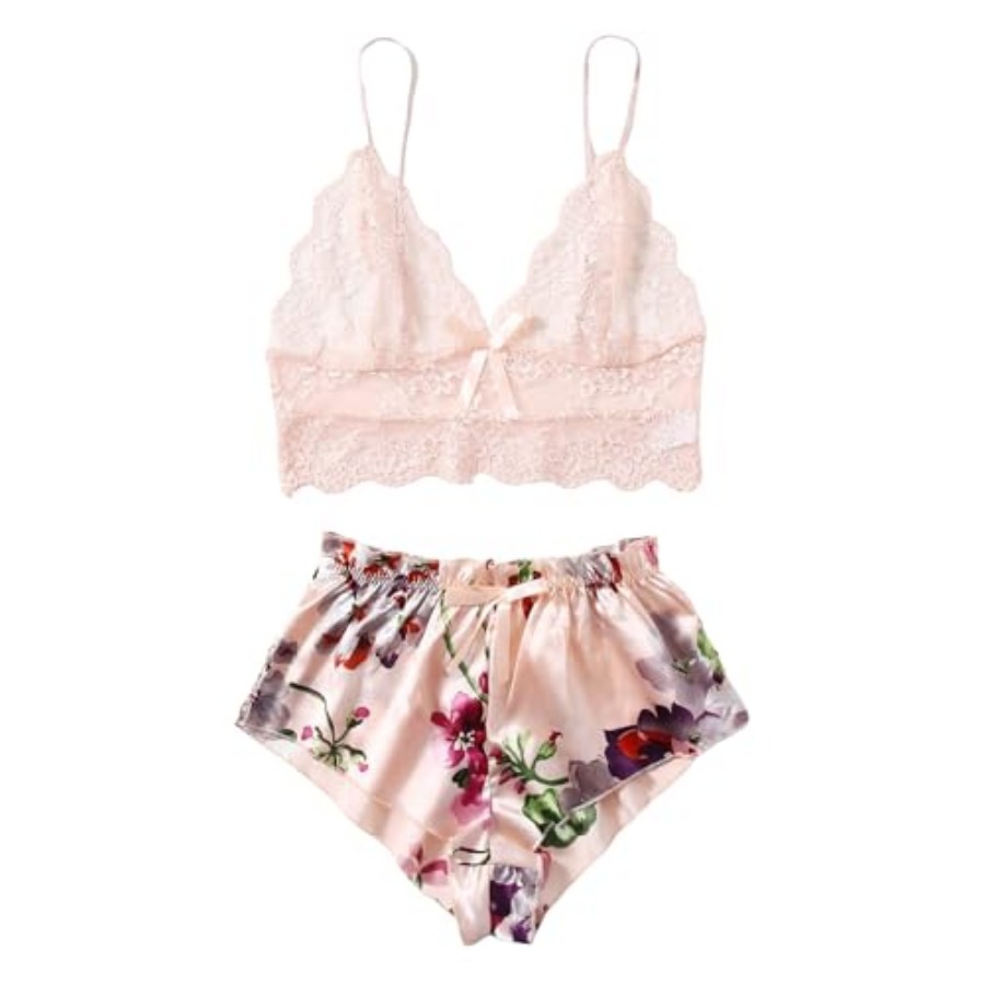 Women's 2 Pcs Lingerie Floral  – Cami Top Lace Bewertung und Preis