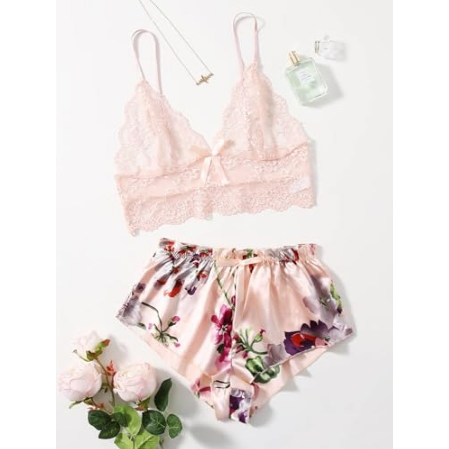 Women's 2 Pcs Lingerie Floral  – Cami Top Lace Bewertung und Preis