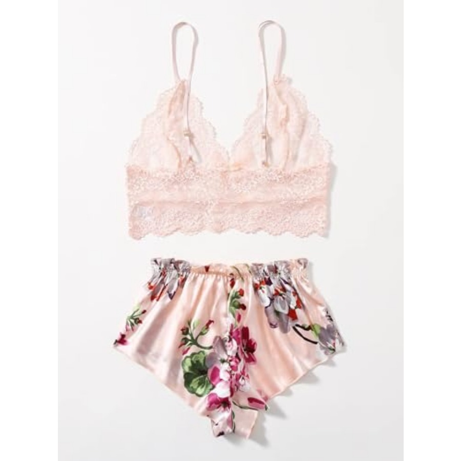 Women's 2 Pcs Lingerie Floral  – Cami Top Lace Bewertung und Preis
