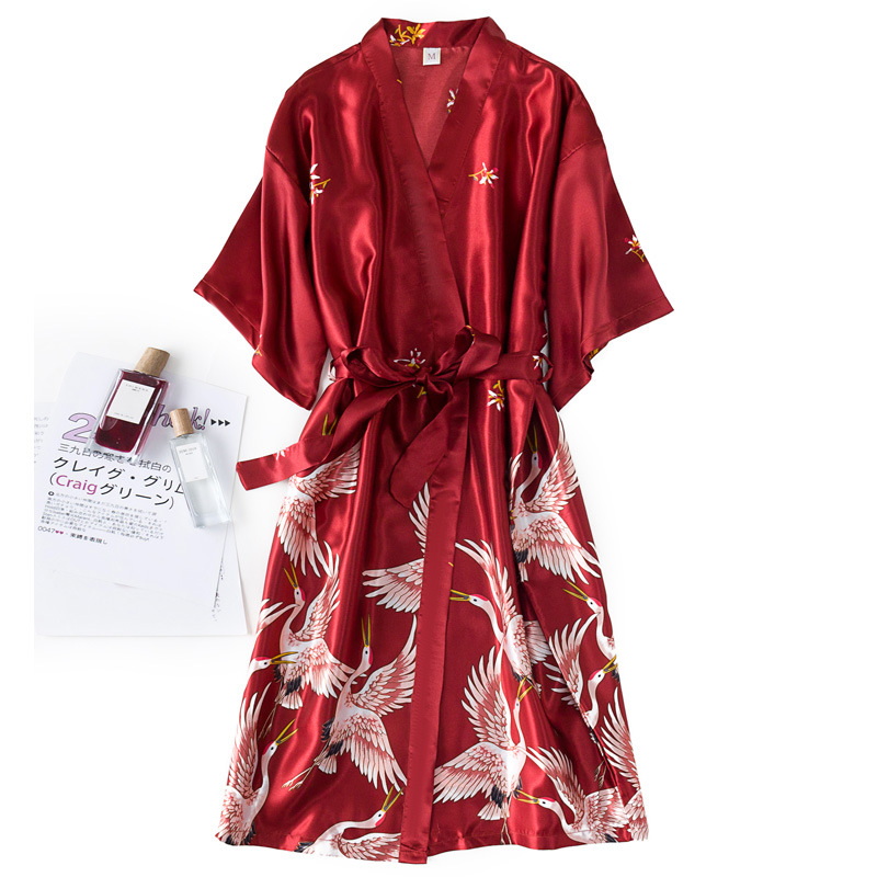 Burgundy Women 2PCS Faux Silk  – Robe Silk Women Bewertung und Preis